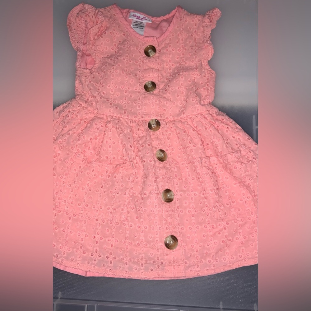 Little Lass Pink Eyelet Dress